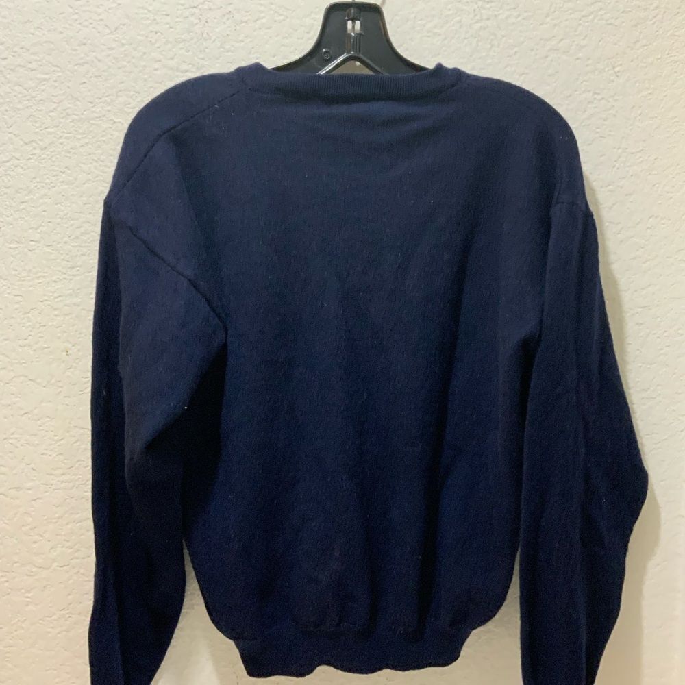 Vintage Brandini Blue 100% merino pure wool Pullover V Neck Sweater Italy - Picture 5 of 11
